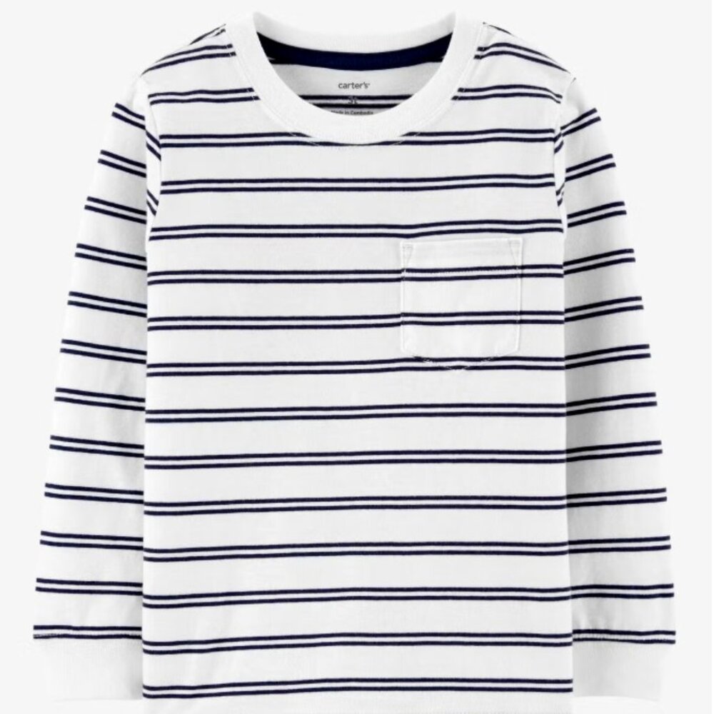 CARTERS Boys Size 6 Striped Pocket Jersey Tee